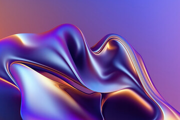 Fototapeta na wymiar Abstract fluid 3d render holographic iridescent neon curved wave in motion dark background. generative AI digital illustration.