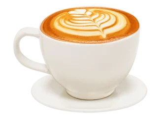 Foto op Plexiglas Cup of cappuccino with beautiful latte art. PNG transparency  © POSMGUYS