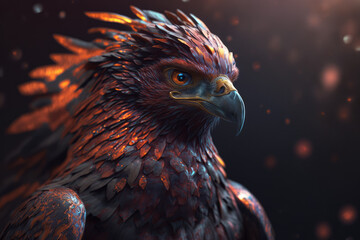 aggressive looking phoenix with red feathers made by generative ai