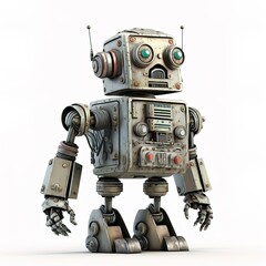 Old vintage look robot with rust body part generative ai