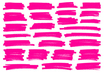 Set Sechsundzwanzig Pinke Pinselstriche