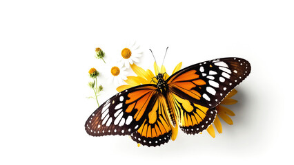 Fototapeta na wymiar Monarch Butterfly on White Background