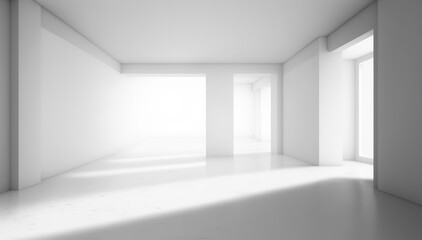 Naklejka na ściany i meble Large spacious white interior. 3D render