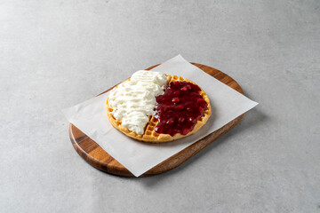Korean food dish Cream Strawberry Jam Croissant Waffle