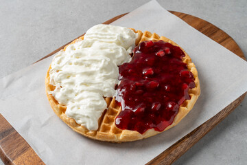 Korean food dish Cream Strawberry Jam Croissant Waffle