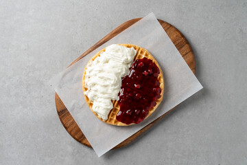 Korean food dish Cream Strawberry Jam Croissant Waffle