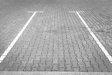 Parking without cars. Empty parking space. Life in the city. Concrete jungle. Concrete tile....