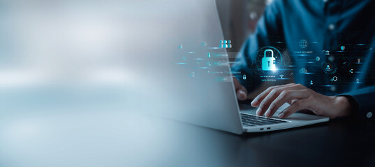 User authentication system with username and password, cybersecurity concept,global network security technology, business people protect personal information. cybersecurity concept.