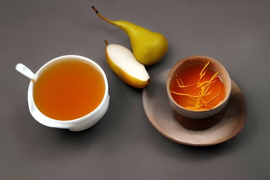 Sea-buckthorn tea with a pear and ginger - generative ai