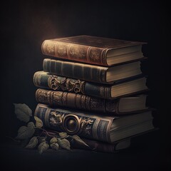 Old vintage book stack retro look