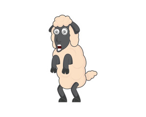 Dizzy Sheep with Standing Gesture Illustration