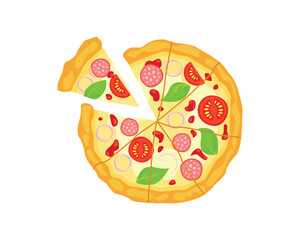 Detailed Tasty and Delicious Pizza Illustration