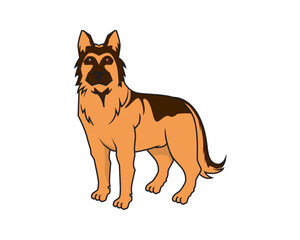 German Shepherd with Standing Gesture Illustration visualized with Simple Illustration