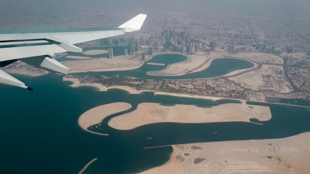 Flight from Dubai

During take-off from Dubai airport and from the window of the plane, you will see a beautiful picture of Dubai city