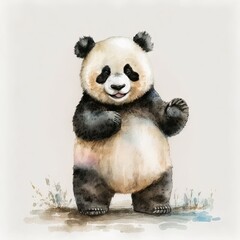 standing panda drawing stylization watercolor Generative AI