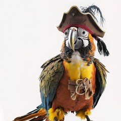 Parrot wearing pirate hat look cute generative ai