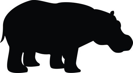 Hippopotamus icon on white background. Hippopotamus silhouette. black hippo. flat style.