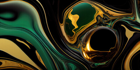 3d wallpaper for the wall decor. resin geode and abstract art, and functional art, like watercolor geode painting. golden, green, and black marble background