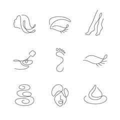 Beauty artistic style continuous line icons. Editable stroke.