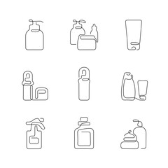 Cosmetics artistic style continuous line icons. Editable stroke.