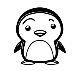 Obraz na płótnie Canvas Penguin in cartoon black and white style for coloring. Vector illustration