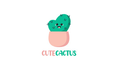 Cute Cartoon of Little Happy Cactus Illustration