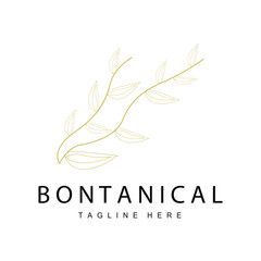Botanical Logo, Nature Plant Design, Flower Plant Icon Vector With Line Model