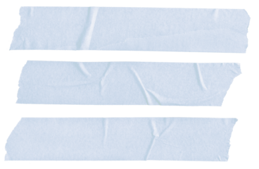 Three Blue Blank painter tape stickers isolated