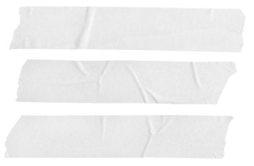 Three white Blank painter tape stickers isolated