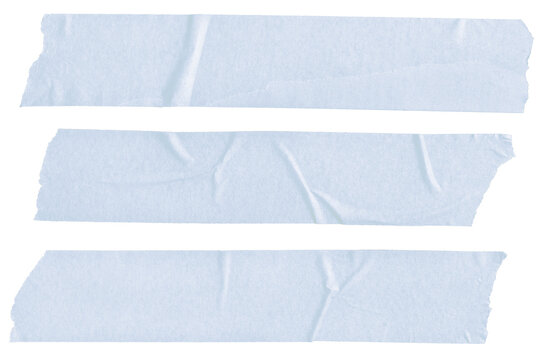 Three Blue Blank Painter Tape Stickers Isolated