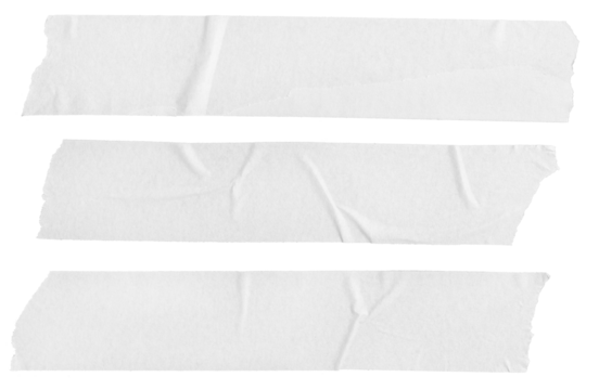 Three white Blank painter tape stickers isolated