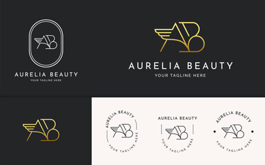 Creative letter A B luxury golden logo design concept. Initial symbol for corporate business identity. Alphabet vector element