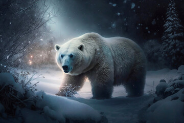 Healthy polar bear in the arctic. Generative AI