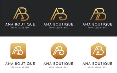 Creative letter A B luxury golden logo design concept. Initial symbol for corporate business identity. Alphabet vector element