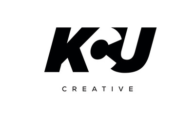 KCU letters negative space logo design. creative typography monogram vector