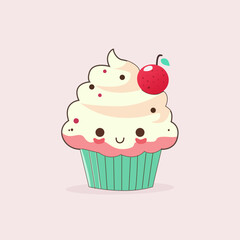 Vector cute cupcake logo, illustration