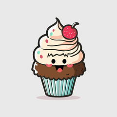 Vector cute cupcake logo, illustration