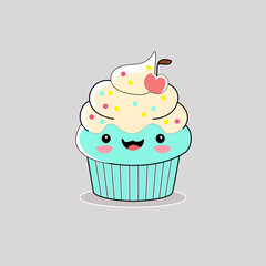 Vector cute cupcake logo, illustration