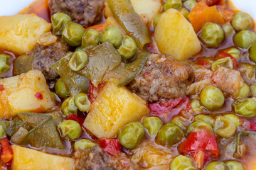Turkish Food Meaty Green Pea Stew - Stewed Meat Etli Bezelye.