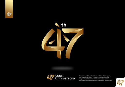 Number 47 gold logo icon design, 47th birthday logo number, 47th anniversary.