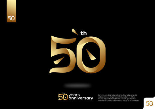 Number 50 gold logo icon design, 50th birthday logo number, 50th anniversary.