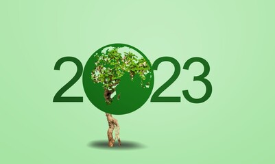 New year concept, 2023 numbers and eco image
