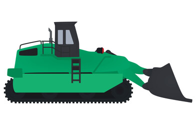 Green bulldozer tractor. vector illustration