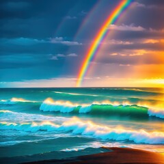 rainbow over the ocean made with Generative AI