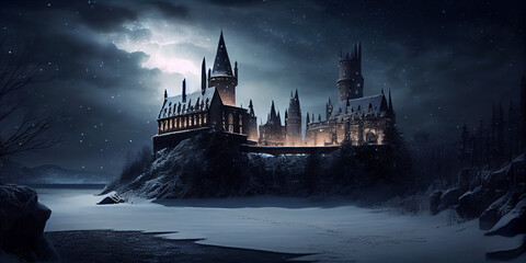 Hogwart Castle at Winter Night