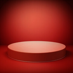 template for a banner with a podium on red background  for an empty show for packaging product presentation, showcase 
