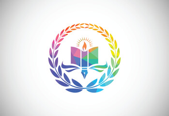 Modern low poly style education logo design, Geometric, and triangle book logo icon sign symbol.