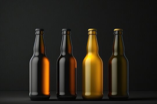 blank beer bottles background