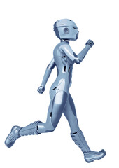 super soldier female running side view