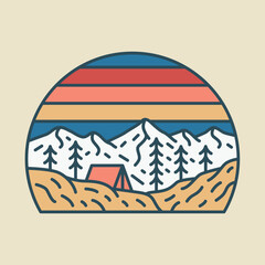 Camping and Mountains graphic illustration vector art t-shirt design